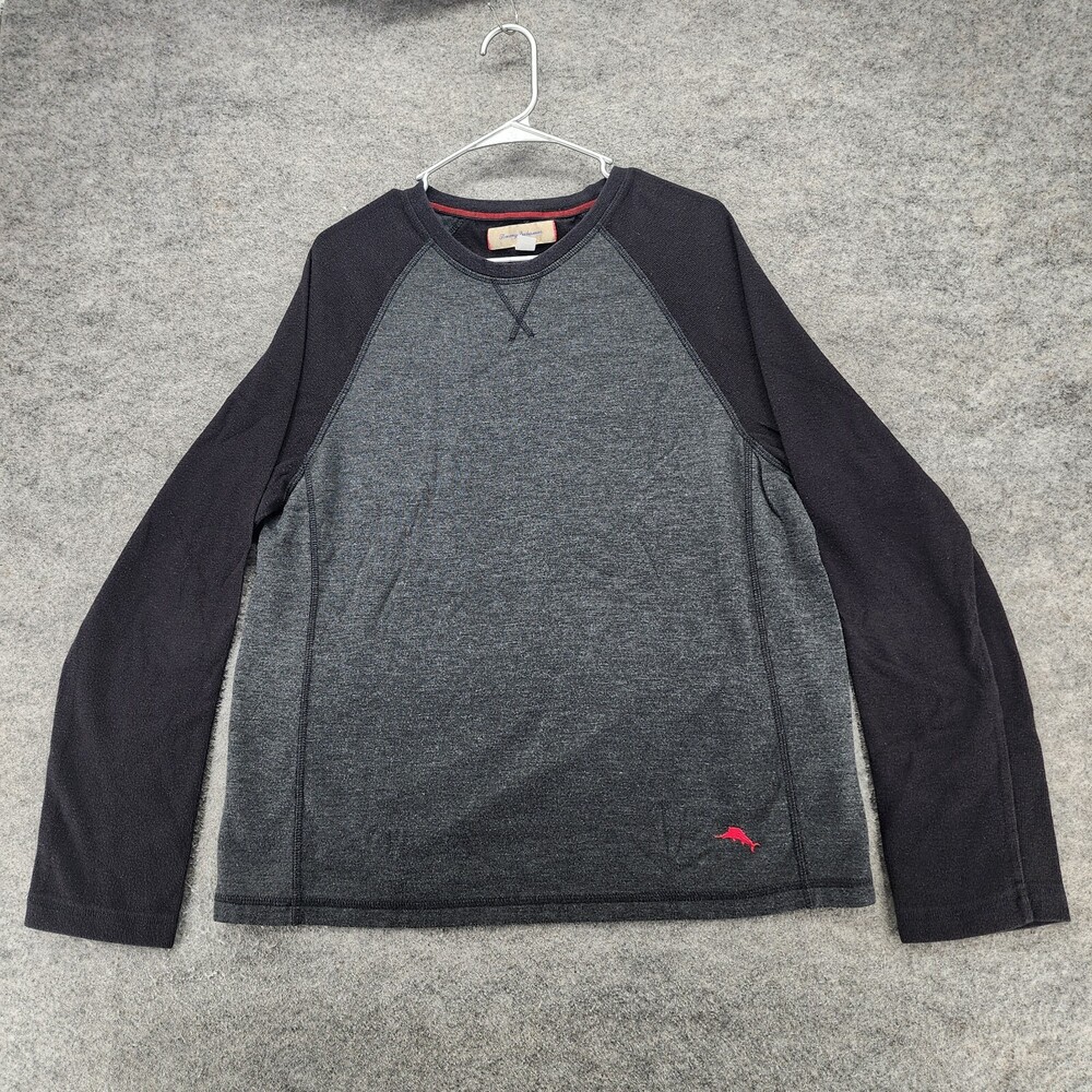 Tommy Bahama Shirt Mens Large Long Sleeve Gray Raglan